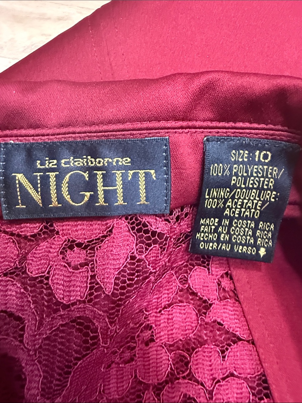 VTG Liz Claiborne Night Wine Raspberry Lace Skirt Suit Church Lady Cocktail - Picture 6 of 10